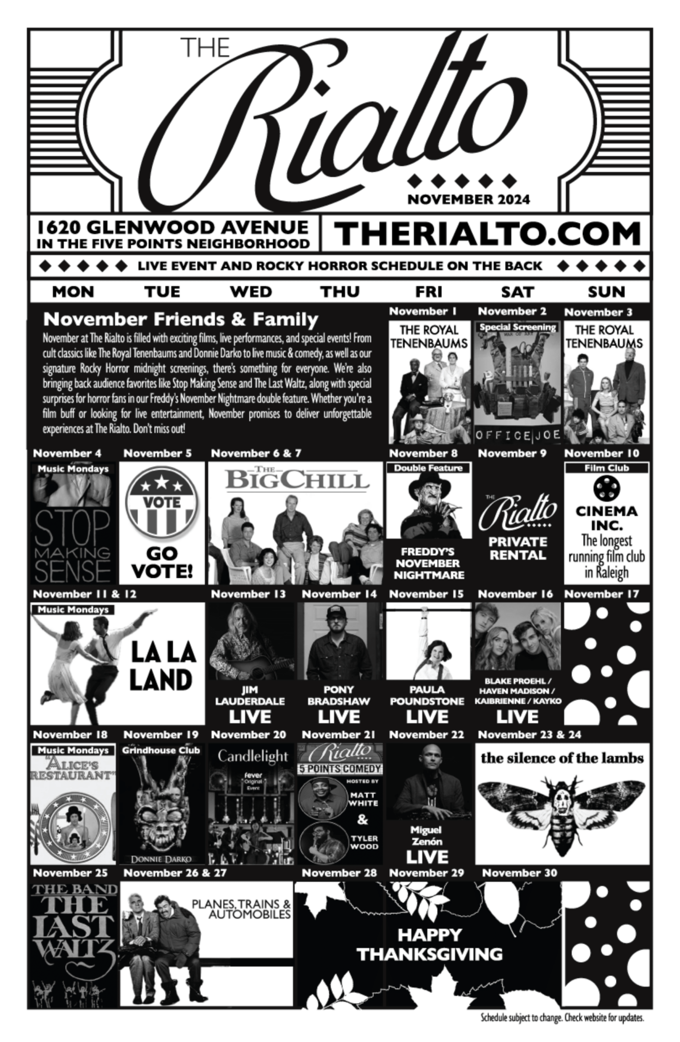 The Rialto's Calendar of Events The Rialto Theatre