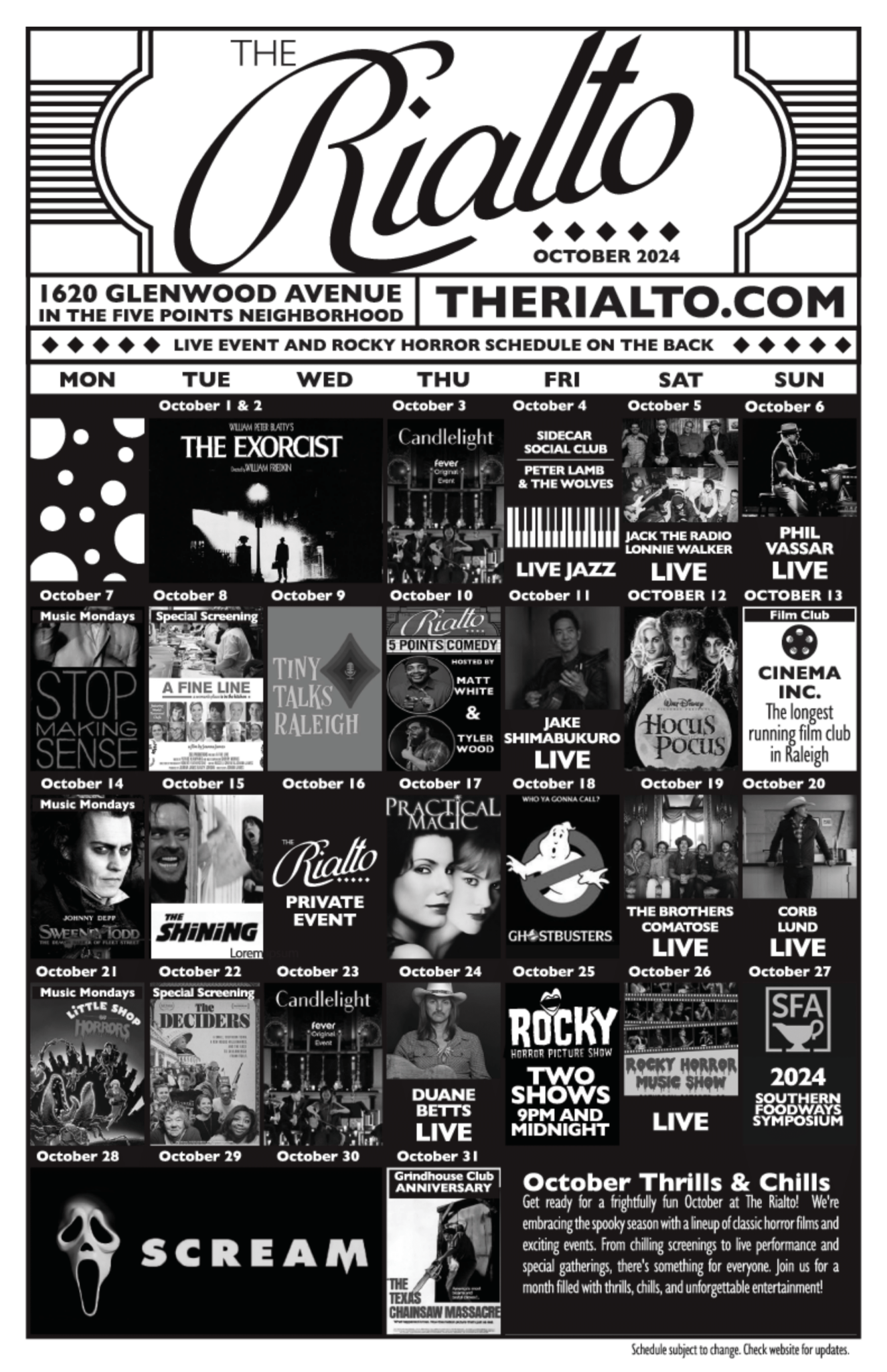 The Rialto's Calendar of Events The Rialto Theatre